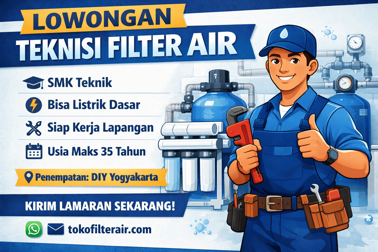 Dibutuhkan Teknisi 2026: Lowongan Pekerjaan Teknisi Filter Air – Kesempatan Terbatas